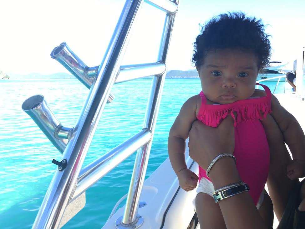 Her first boat ride. We went island hopping.